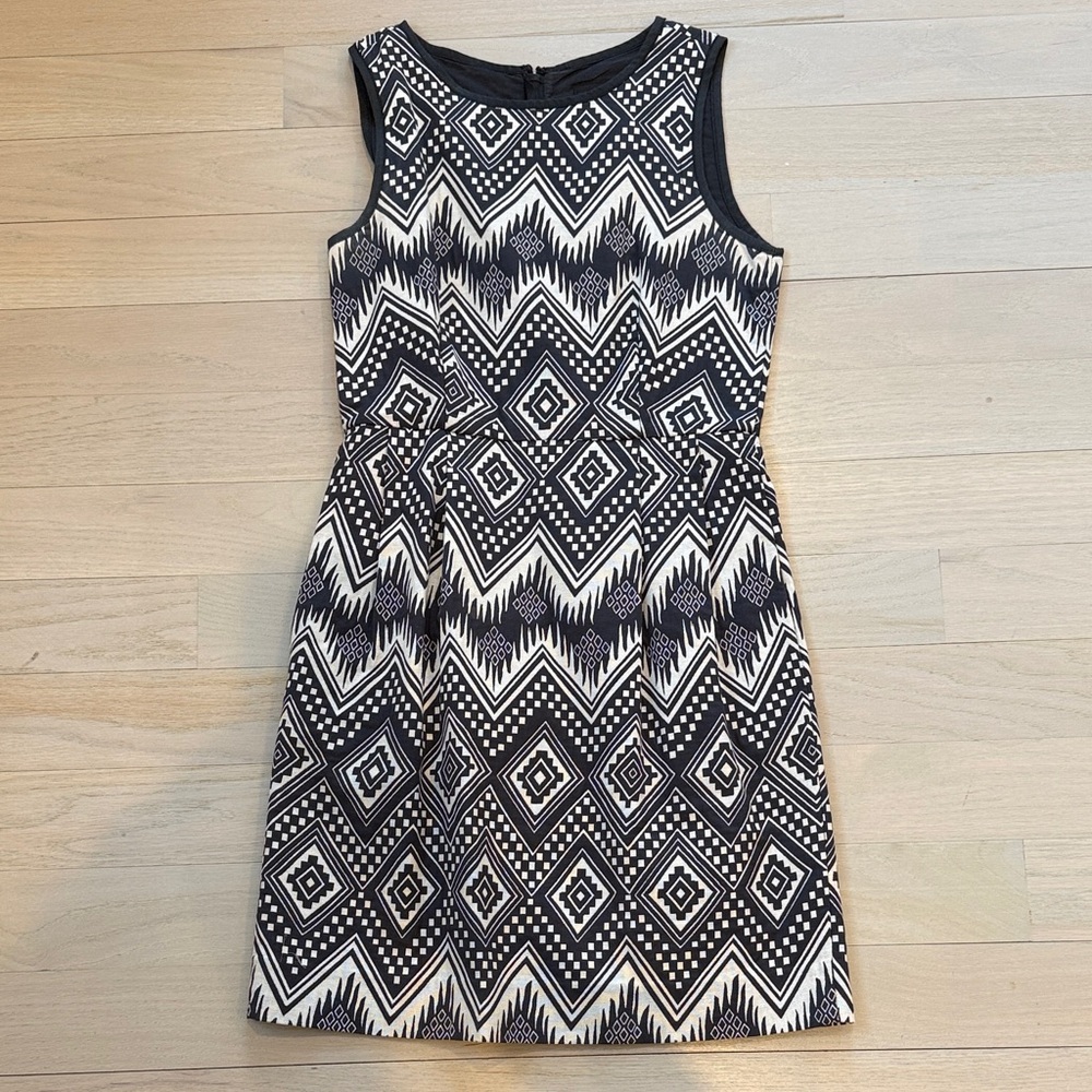 J. Crew Black and White Patterned Mini Dress